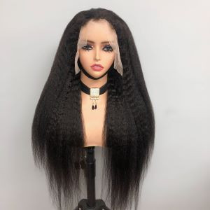 Glueless Women human wigs virgin hair 13*4  kinky straight virgin hair